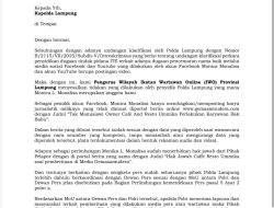 PW IWO Lampung Surati Polda Terkait Permohonan Penghentian Perkara Anggotanya Monica Monalisa