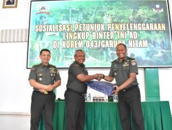 Korem 043/Gatam Gelar Sosialisasi Petunjuk Penyelenggaraan Lingkup Binter TNI AD