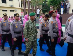Danrem 043/Gatam Hadiri Upacara Serah Terima Pataka dan Farewell & Welcome Parade Kapolda Lampung