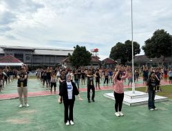 Pererat Soliditas, Lapas Narkotika Bandar Lampung dan BRI Tanjung Karang Gelar Senam Bersama