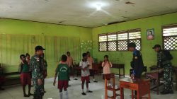 SATGAS PAMTAS STATIS YONIF 143/TWEJ Adakan Kegiatan Belajar Mengajak Untuk Anak-anak Papua