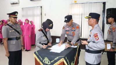 Kapolres Lampung Utara Pimpin Sertijab Sejumlah Pejabat Utama dan Kapolsek Jajaran